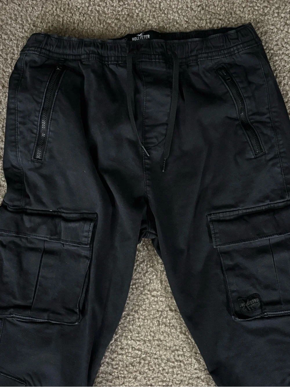 Hollister Black Cargo Jogger Pants